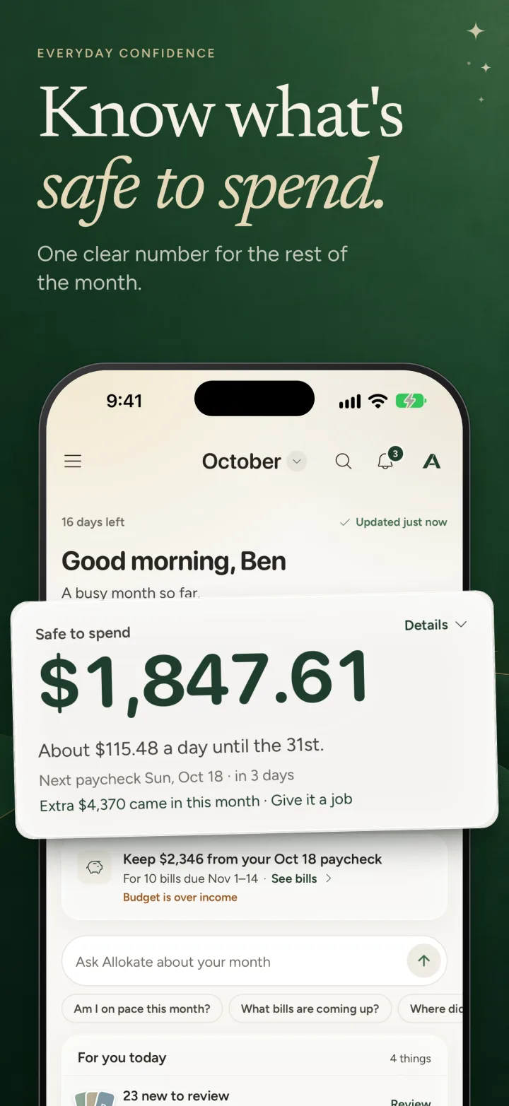 Know what's safe to spend.